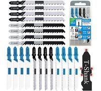 20PCS T Shank Jigsaw Blades Tool for Wood Plastic Metal Compatible with 90% Power Jig Saws Such as Bosch DEWALT RYOBI One+ Makita SKIL Black+Decker Includes 4 Each of T101B T101AO T144D T118A & T118B