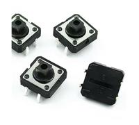 20pcs Tact Switch Kit 12 * 12 * 7.3mm DIP Tactile Push Button Switches 12x12 mm 4pin Switch IINKUEYK(Dip black)