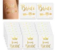 20pcs Tatuajes Temporales Team Bride, con 2 Braut + 18 Team Braut, Despedida de Soltera Tatuajes, Adecuado para Disfraz Despedida Soltera, Decoracion Boda (Corona)