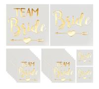20pcs Tatuajes Temporales Team Bride, con 2 Braut + 18 Team Braut, Despedida de Soltera Tatuajes, Adecuado para Disfraz Despedida Soltera, Decoracion Boda (Corazón de Oro)