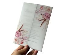 20pcs Watercolor Flower Vellum Wrap Suitable For Wedding Invitation,vellum Jacket,custom para Ofituria(Color6)