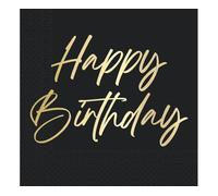 20Pk 33Cm Elegant Happy Birthday Napkins