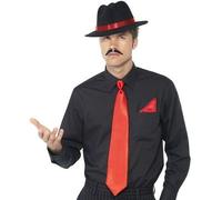 20s 1920s Gánster 3 Pieza Set Disfraz Corbata Sombrero Pañuelo Kit Por Smiffys