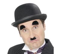 20s Negro Charlie Chaplin Bigote + Ceja Set Disfraz Hombre