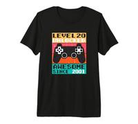 20th Birthday Level 20 Unlocked Awesome Since 2001 - Gamer Camiseta Premium