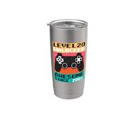 20th Birthday Level 20 Unlocked awesome since 2001 - Gamer Vaso térmico de acero inoxidable de doble pared