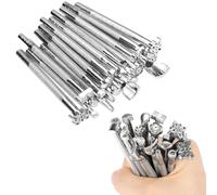 20uds Herramientas Estampado de Cuero, 20 Estilos Juego de Sellos Cuero Profesional Premium Herramientas Estampar Fondo Aptas para Cinturones Carteras Manualidades (Plateadas)