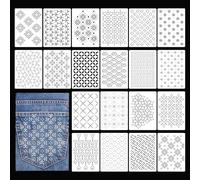 20uds Plantillas Sashiko Plástico, 21x15 Plantillas Sashiko Reutilizables Lavables Estabilizadores Patrones Bordado Geométrico para Dibujo Costura Manual Quilting Accesorios (Estilos Surtidos)