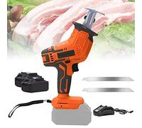 20V Sierra Huesos Carnicero, Sierra Electrica para Jamon Cortar Jamon, Carne Congelada, con Batería y Cuchilla, Cargador Rápido,Luz LED,2battery+2sawtooth