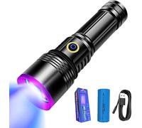 20W 365nm Linterna UV,Linterna Luz Negra,linterna ultravioleta recargable USB C,para Detección de Orina de Mascotas, Endurecimiento de Resina, Escorpión, Búsqueda de Rocas, A/C Fuga