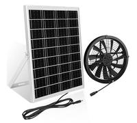 【20W 9,84FT Ventilador Solar Potente】KWODE Ventilador Panel Solar, 20W Ventilador Placa Solar Kit, DC Ventilador Carga Solar+Soporte Ajustable, para Invernadero Gallinero Cobertizo Mascotas Aire Libre