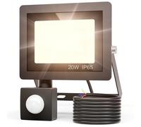 20W Foco LED Exterior con Sensor de Movimiento, IP65 Impermeable Foco Proyector LED Exterior, 3000K Blanco Cálido Floodlight para Casa, Garaje, Patio, Terraza, Campo