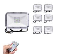 20W LED Flood Lights for Home Decoration, RGB Color Changing Flood Lighting with Remote,IP65 Waterproof Wall Stage Lights for Christmas Halloween(6 packs)