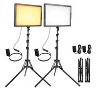 20W Luz LED Foto Video 2-Pack, Ci-Fotto Luces LED Continua Bicolor 2800-6500K Regulable, 175cm Kit de Iluminación Fotográfica CRI 97+ 2000LM para Estudios, Youtube TikTok Grabación de Video,Streaming