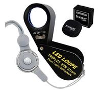 20x 21mm Loupe Joyero Lupa LED UV Trillizo Lente Aumentador Joya Óptico Herramienta Plegar Bolsillo Negro Marco por Inspeccionando Diamantes Piedras Preciosas