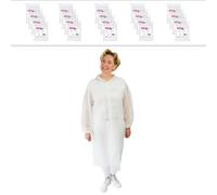 20x ARNOMED Bata desechable PP blanca, batas desechables sanitarias XL - 145x115cm, bata quirurgica desechable con 4 botones de presión, 23g/m², de textil no tejido para uso alimentario