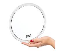 20X aumento Espejo con ventosas (redondo de 15cm) - Perfecto para maquillaje - Pinzas - Eliminación de puntos negros y manchas - Depilarse las cejas - Ideal para el hogar y el espejo de viaje