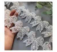 20x Bowknot Butterfly Pearl Embroidered Lace Trim Fabric Ribbon Handmade DIY Sewing Supplies Craft For Clothes Decoration(D(5X5cm))