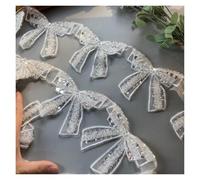 20x Bowknot Butterfly Pearl Embroidered Lace Trim Fabric Ribbon Handmade DIY Sewing Supplies Craft For Clothes Decoration(F(10X9cm))