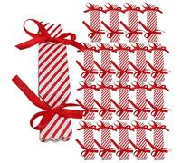 20X Christmas Candy Boxes Packaging - Christmas Cookie Boxes Bulk With 40 Ribbons - Empty Christmas Cookie Boxes | Colored Stripes Paper Box For Wedding Keepsake