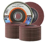 20x Discos Abrasivos de Láminas 125 x 22,2 mm Grano 120 para Amoladoras Angulares Acero Inoxidable Metal Madera Quitar Desbarbos Oxido Pulido Acabado Lijado