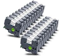 20x Etiquetas Compatibles para TZ-241 18mm x 8m Cinta Negro sobre Blanco