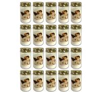 20x Friedhofskerzen Blanco Velas Tumba con Tapa Grablichtkerzen Ángel Motivo
