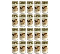 20x Friedhofskerzen Con Ángel Motivo Velas para Tumba Tapa Memorial Blanco