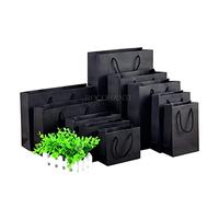 20X Logotipo personalizado Impreso Bolsa de regalo de papel de cartón negro con cuerda para compras Ropa Embalaje Pequeña empresa Papel-logo tarifa de impresión, bolsas simples