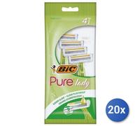 20x Pack Bic Rasoio Con Cuchillas Getta Lady Verde 4 Piezas Pure 3 Lame