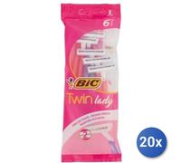 20x Paquete Bic Afeitadoras Desechables Lady 6 Piezas Twin 2 Cuchillas