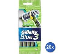 20x Paquete Gillette Rasuradora Desechable Blue Iii 4+1 Piezas Sensitive