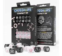 20x Set De Dados D6 Compacto Crosshairs Q-Workshop Negro Y Perla RPG