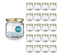 20x Tarros Cristal Herméticos para Conservas con Tapa 100ml para Conservas, Miel, Boda