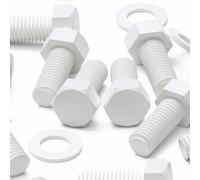 20x Tornillo de cabeza Hexagonal Polipropileno Blancos (PP), Pernos Tornillos y Tuercas de Plástico, M10 x 20mm, arandelas