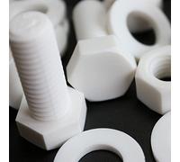 20x Tornillo de cabeza Hexagonal Polipropileno Blancos (PP), Pernos Tornillos y Tuercas de Plástico, M12 x 30mm, arandelas