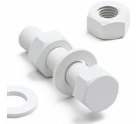 20x Tornillo de cabeza Hexagonal Polipropileno Blancos (PP), Pernos Tornillos y Tuercas de Plástico, M8 x 40mm, arandelas