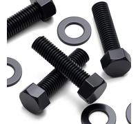 20x tornillos de cabeza de Nailon Hexagonal Negros, M10 x 40mm, Pernos Tornillos y Tuercas de Plástico, Tuercas, Arandelas, Negro Nailon