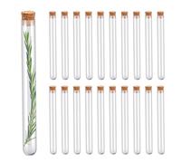 20x Tubo de ensayo de vidrio de 18 ml con tapón de corcho | Contenedor para grageas, caramelos, flores y especias | Decoración y recuerdos de bautismo, boda
