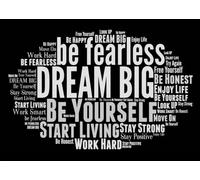 20x10FT (6x3m) Nube Motivadora En Blanco Y Negro Fondo Fotográfico | Tipografía De Frases Positivas Telón De Tela,Palabras Inspiradoras,Para Graduaciones Y Eventos De Oficina,Photo Booth