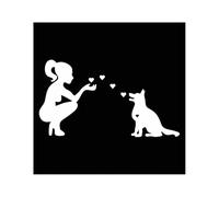 20x11cm Amante De Los Perros Chica Amor Cachorro Pegatina Para Coche Carrocería Parachoques Ventanas Motocicleta Portátil Paredes Vinilo(White)