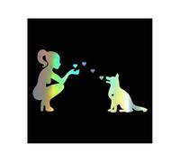 20x11cm Amante De Los Perros Chica Amor Cachorro Pegatina Para Coche Carrocería Parachoques Ventanas Motocicleta Portátil Paredes Vinilo(Laser)
