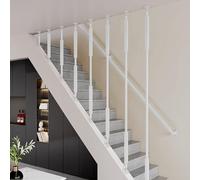 21.7in-29.5in-41.3in-63in,Poste De Escalera Con Barandilla De Metal Ajustable, Kits De Barandilla De Escalera Cuadrada, Con Soporte De Montaje En Pared(White,50cm/19.7in/1.6ft)