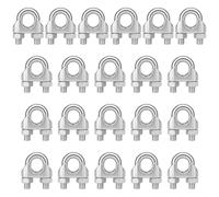21 abrazaderas de cable de alambre en forma de U, abrazadera de cable 3 mm, inoxidable wire rope clips en u, acero inoxidable, reutilizables, para cuerdas, vallas, puertas, tendederos, pancartas (M3)