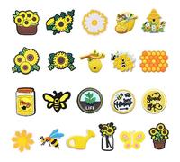 21 adornos de zapatos de girasol, adornos de zapatos de dibujos animados lindos, accesorios de zapatos de flores de bricolaje, regalo de cumpleaños, regalo de fiesta, 2,5-3 cm, Cloruro de polivinilo