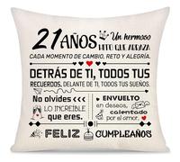 21 Años Cumpleaños Funda de Cojín Regalo para Mujer Hombre Chicas Hija Hijo Hermana Hermano Nieta Sobrina Amigas Amigos Regalos del Inspirador 21 Años Feliz Cumpleaños Regalos Funda de Almohada (21)