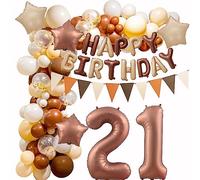 21 Años Globos Retro Brown, 21 Años Cumpleaños Mujer Hombre, Cumpleaños 21 Guirnalda Globos, Arco Globos 21 Años Cumpleaños Café, 21 Años Beige Vintage Globos 21 Años Cumpleaños Decoraciones