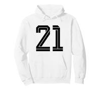 #21 Blanco Vintage Número 21 Estilo de Fútbol Fan Deportes Sudadera con Capucha