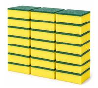 21 Esponjas de Lavado de Doble Cara, Bloques de Limpieza Recortables con Almohadilla Espumante Rica & Estropajo Resistente para Ollas, Sartenes, Juntas & Limpieza Profunda