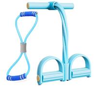 21 Fitness Resistance Bands-4 Tube Pedal Ankle Puller, AB Training Auxiliary Device with Bands, Pedal Resistance Band with Handle, Workout Equipment for Women Men (Blue B)